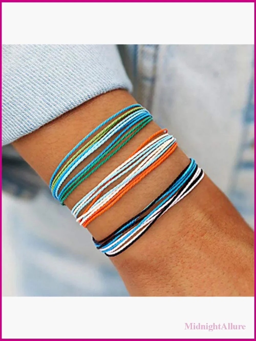 Handmade Waterproof Adjustable Braided Beach Surfer Bracelet Set